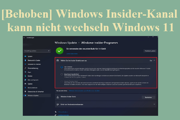 [Behoben] Windows Insider-Kanal kann nicht wechseln Windows 11