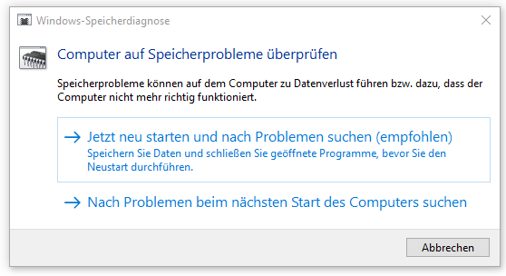 Windows-Speicherdiagnose