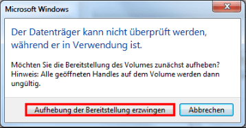 Datenträger kann nicht überprüft werden.