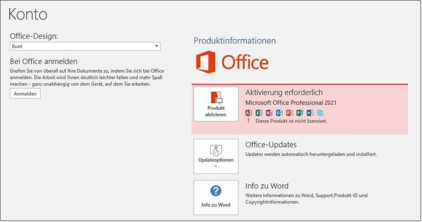 Office 2021 aktivieren