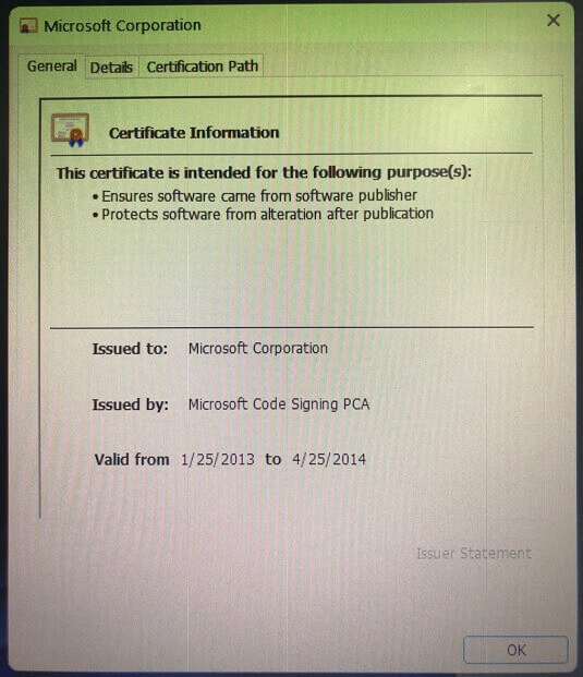 Windows Live Essentials 証明書