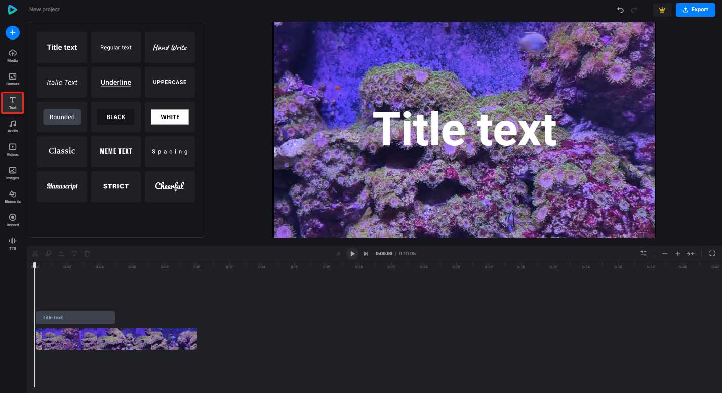 Add text to video in Clideo