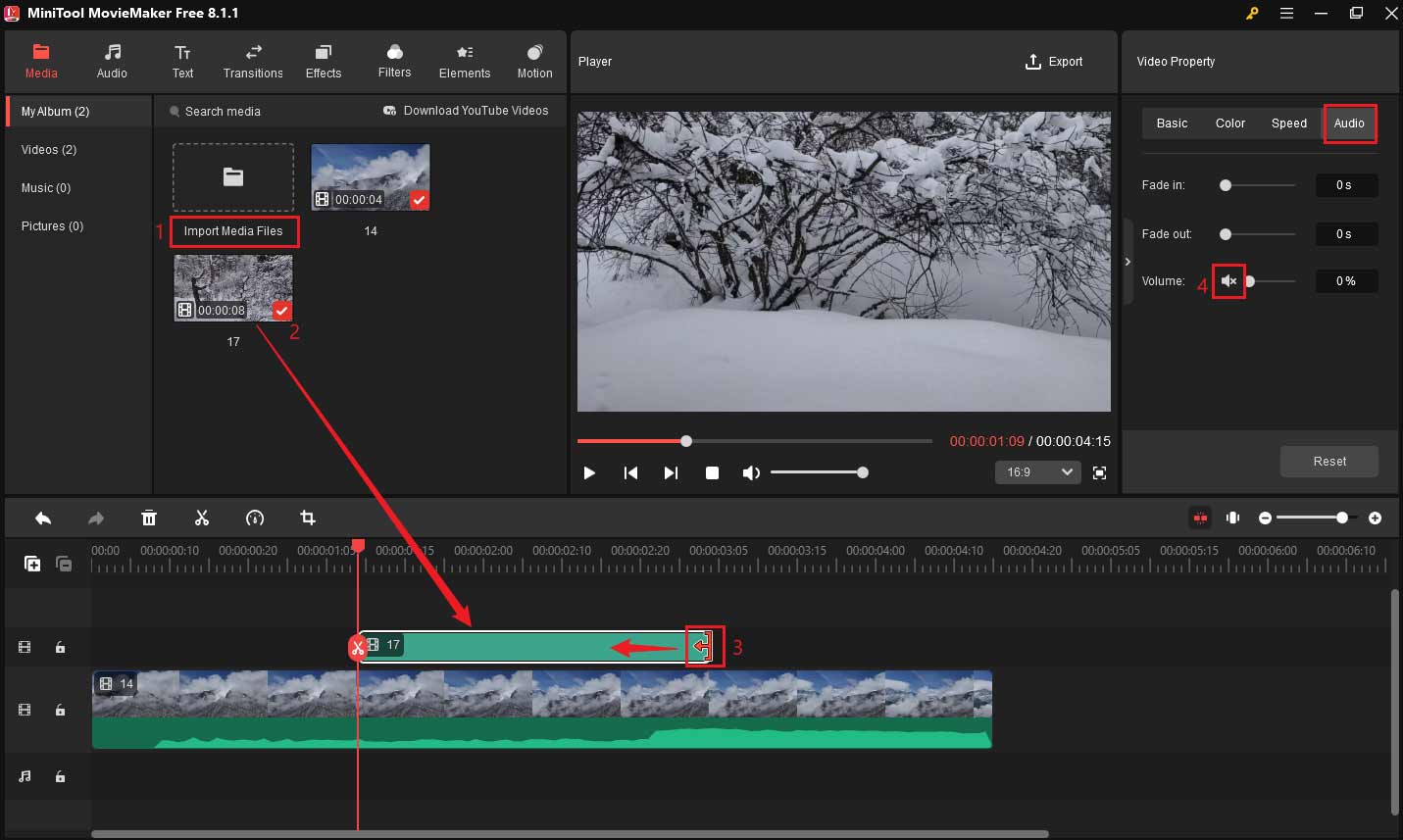 Ersetzen des Videoteils ohne Ersetzen des Originaltons in MiniTool MovieMaker