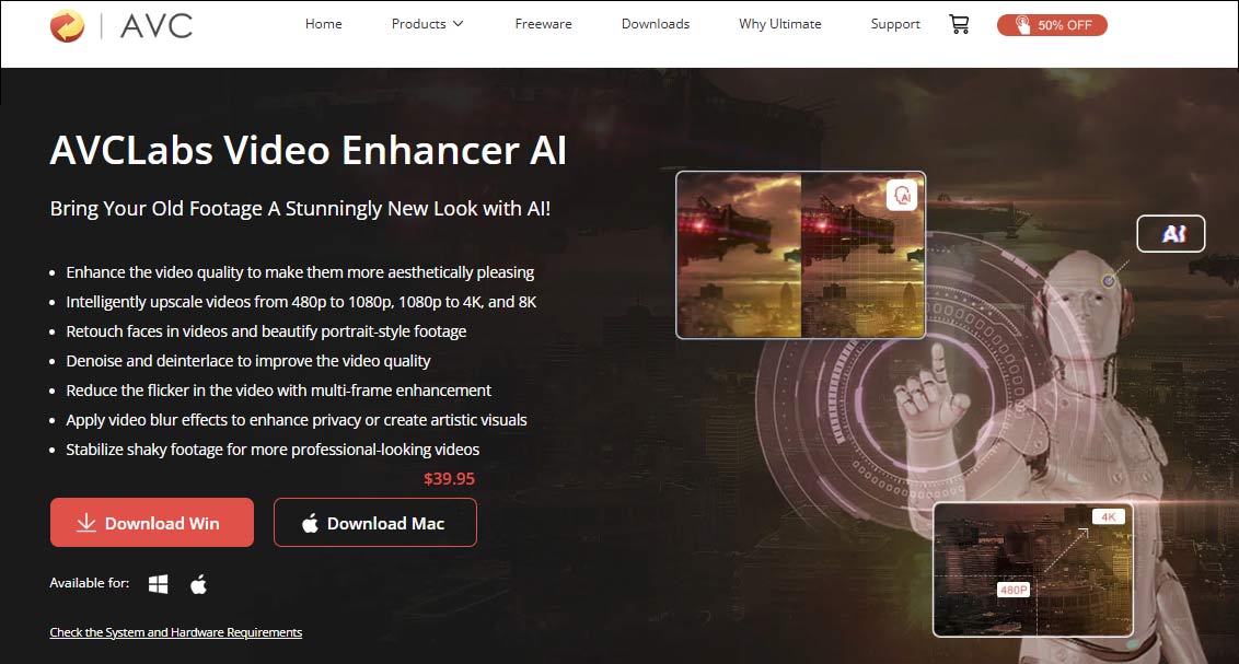 The official page of AVCLabs Video Enhancer AI