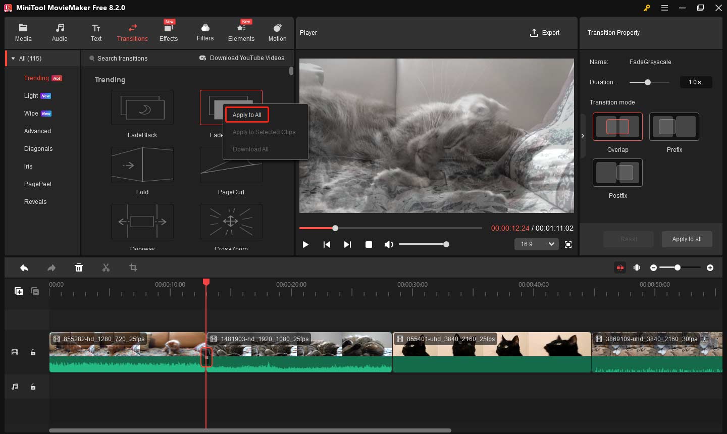 MiniTool MovieMakerで動画を結合する