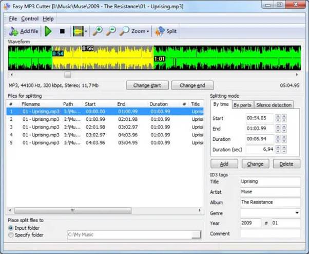 Die Schnittstelle von Mp3Splt