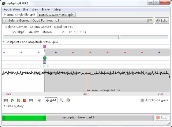 Die Schnittstelle von Easy MP3 Cutter