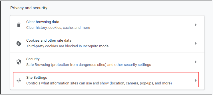 click Site settings