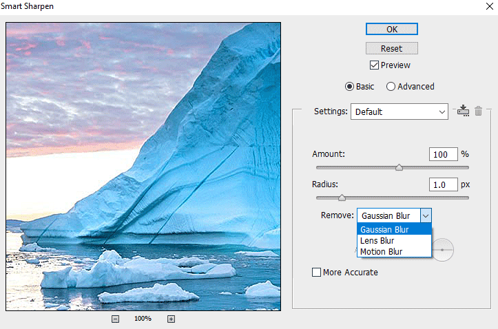 sharpen an image with smart sharpen