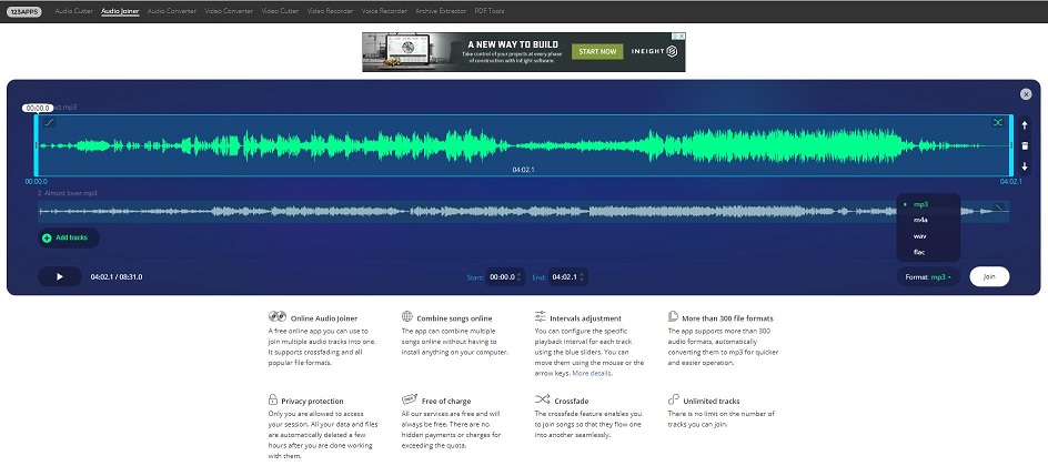 the interface of Audio Joiner