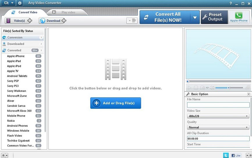 the interface of Any Video Converter