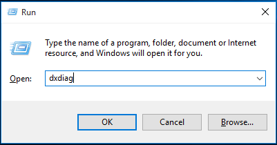 type dxdiag to check system requirements
