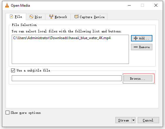 add the subtitles to movie with VLC