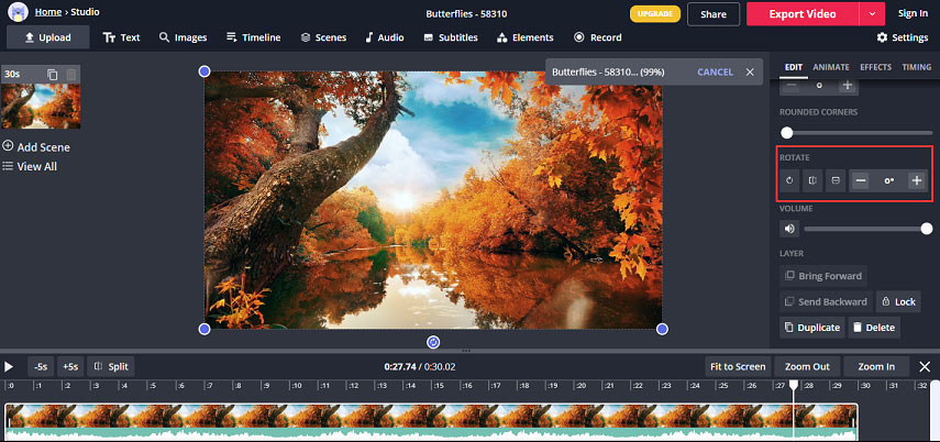 rotate video in Kapwing