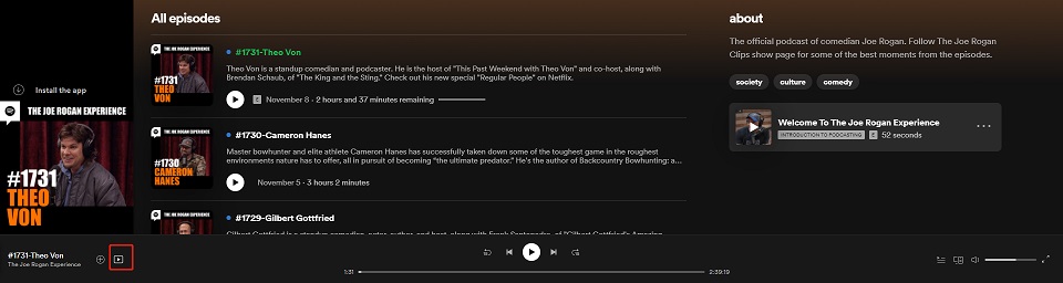 watch Joe Rogan video on Spotify