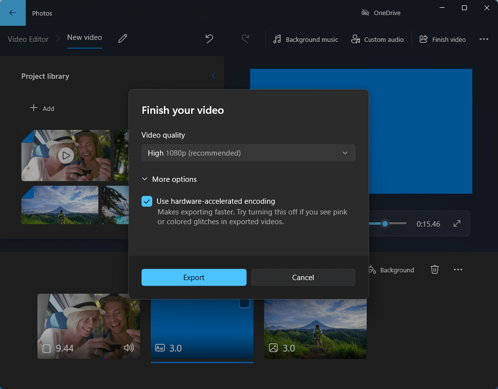 finish your video in Video Editor
