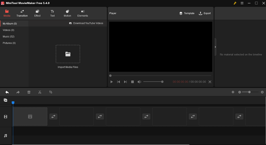 the interface of MiniTool MovieMaker