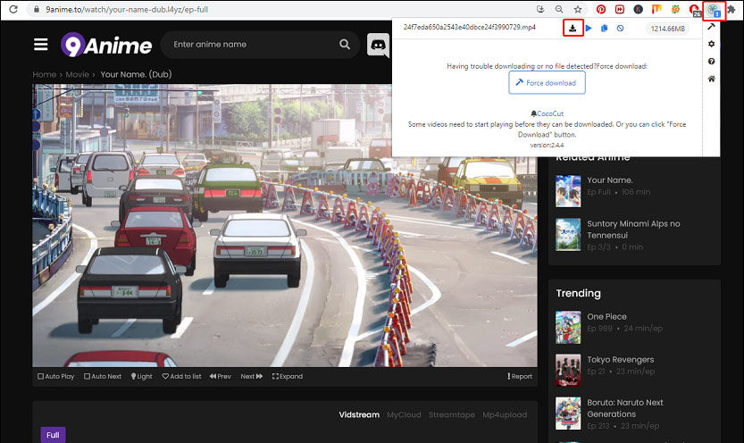 descargar desde 9Anime a través de CocoCut Video Downloader