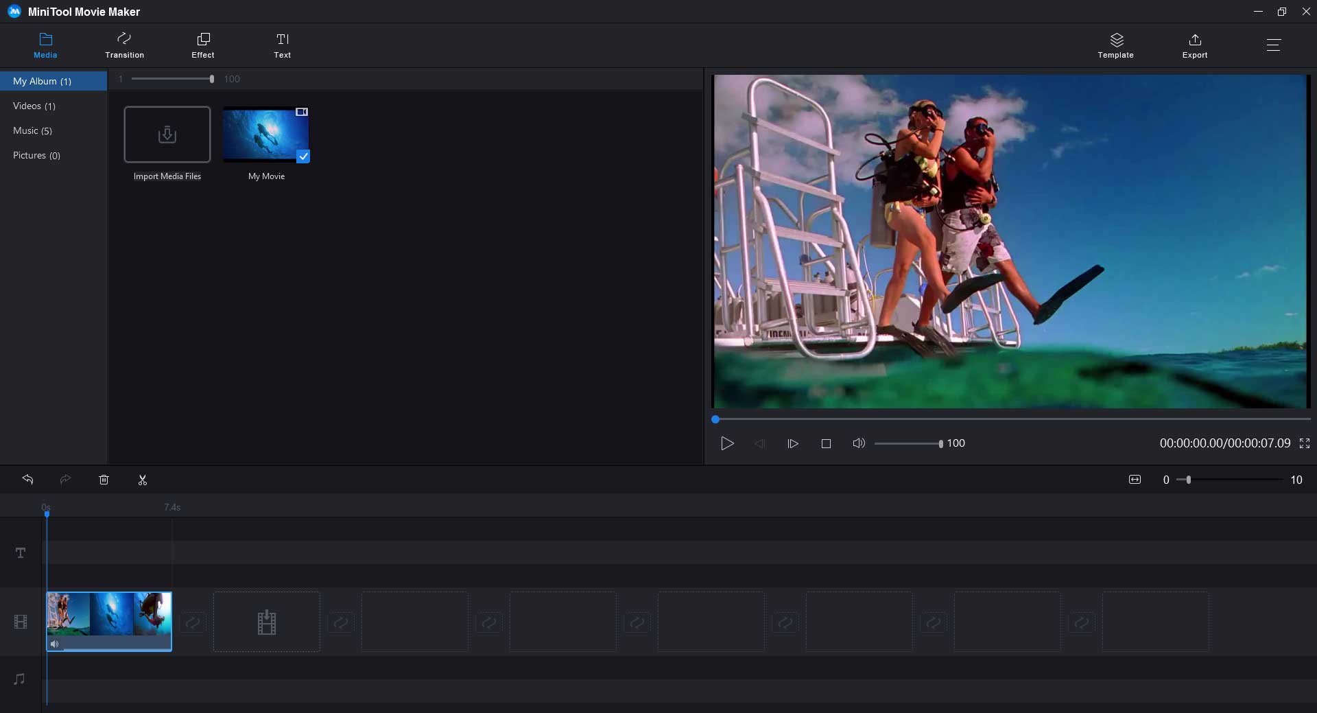 faites glisser et deposez le fichier MKV sur la timeline