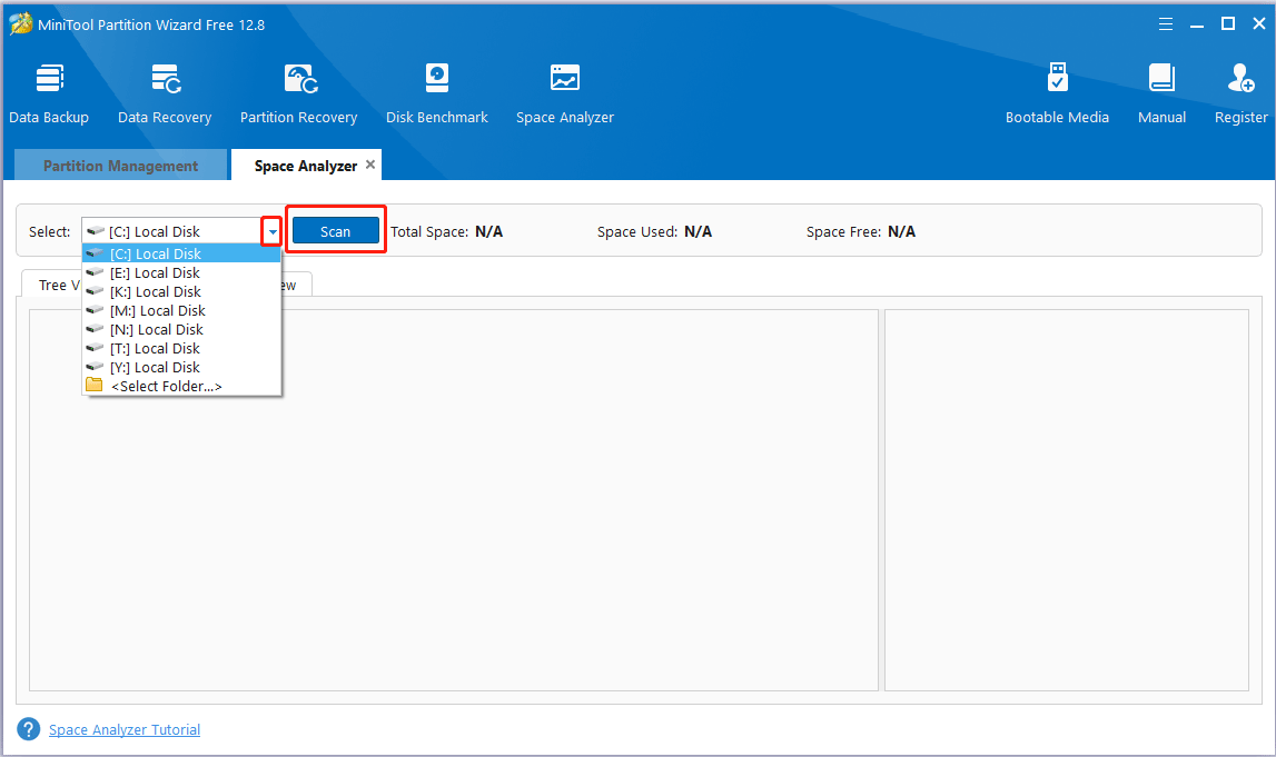 choose a disk and click Scan