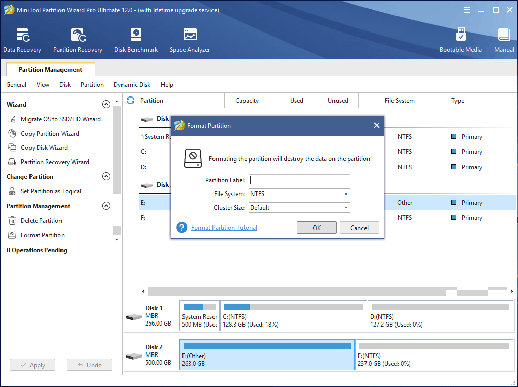 format RAW to NTFS