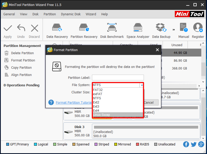 choose file system