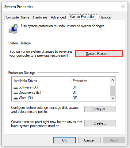 click System Restore