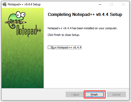 finish Notepad installation