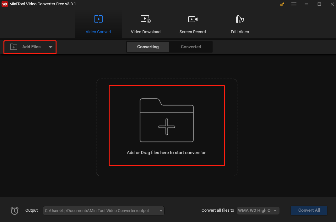 Click the Add Files button or the Add or Drag Files here to start conversion area to load the M2TS file