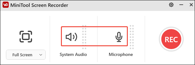Click the System Audio and Microphone icons to record the external and internal sounds