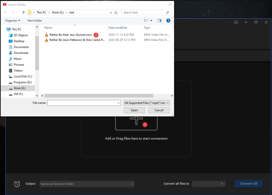 add or drag the target video to the software