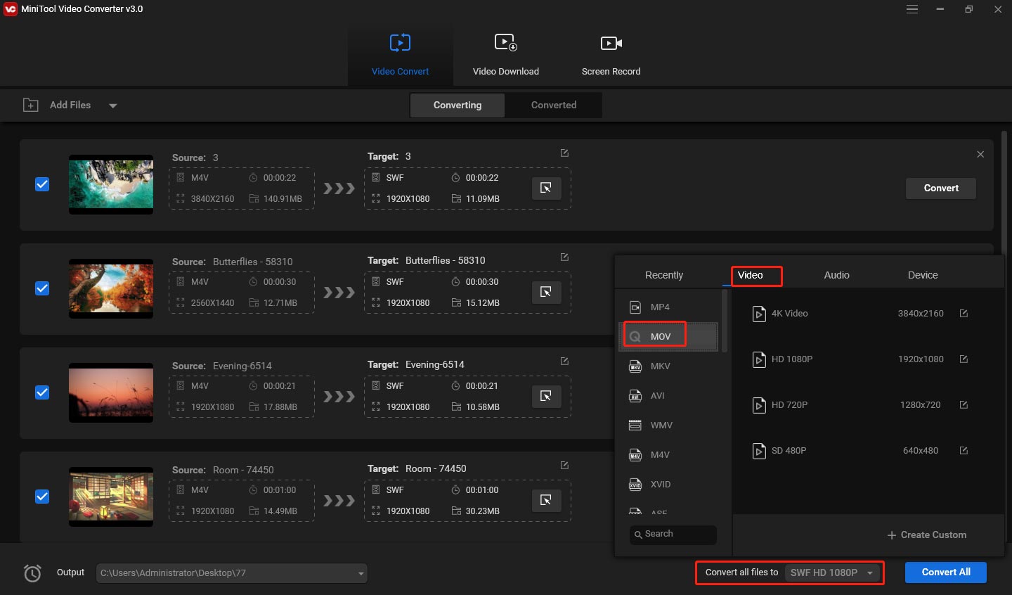 choose the output format