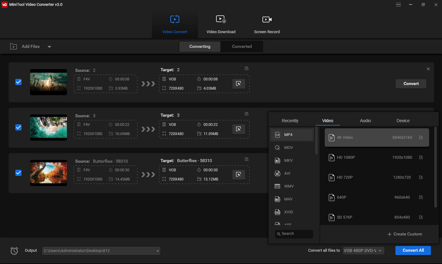 choose MP4 as output format