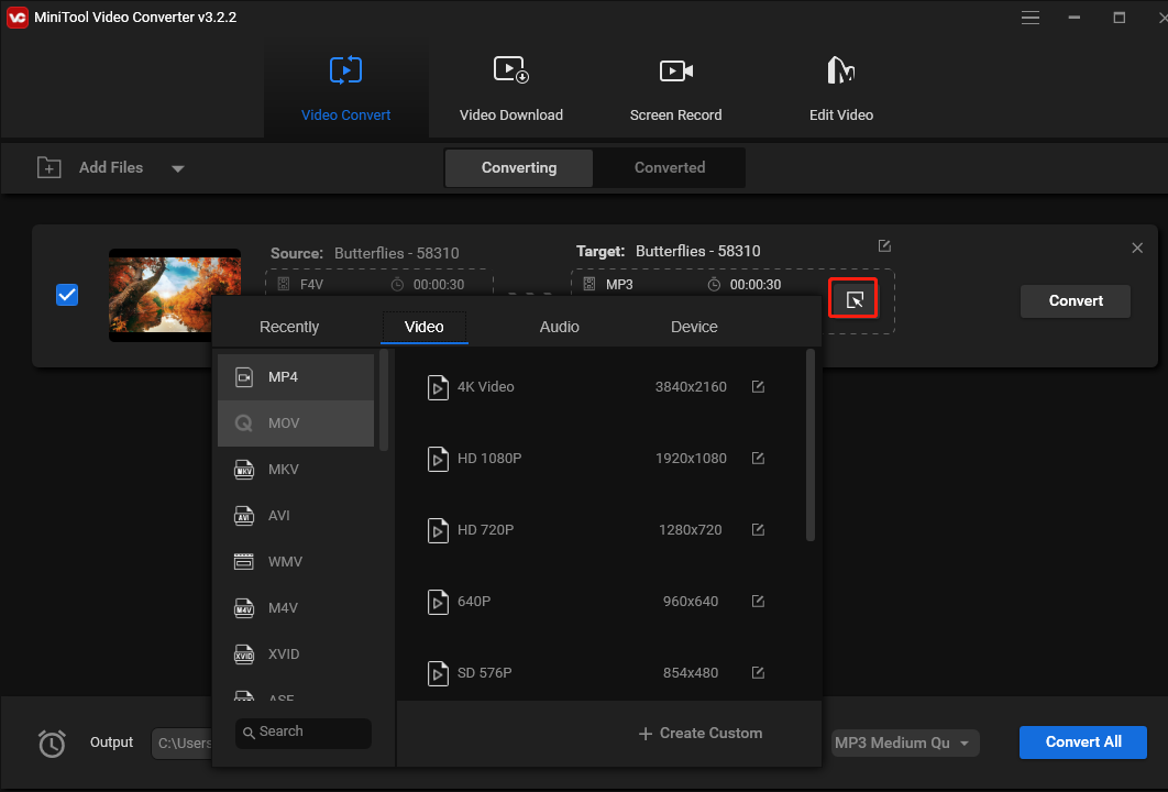 convert video in MiniTool Video Converter
