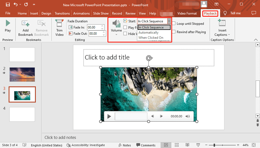 change video playback settings in PowerPoint