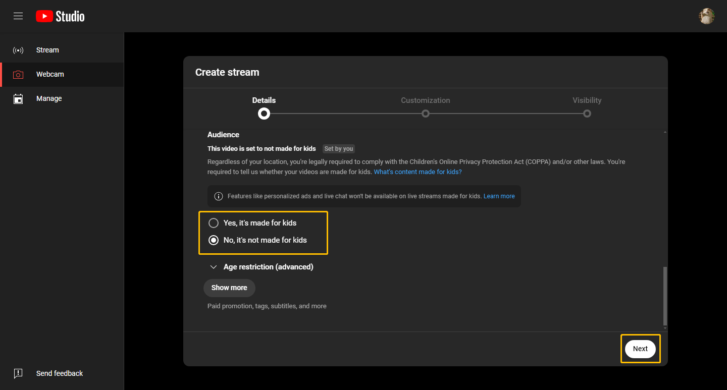 Choose Stream Audience