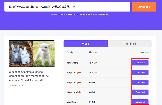 select download quality and click Download