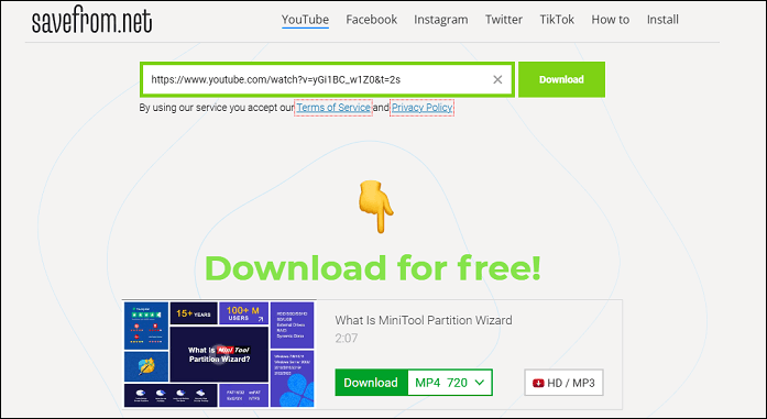 Verwenden Sie SaveFrom.net, um YouTube-Videos zu speichern