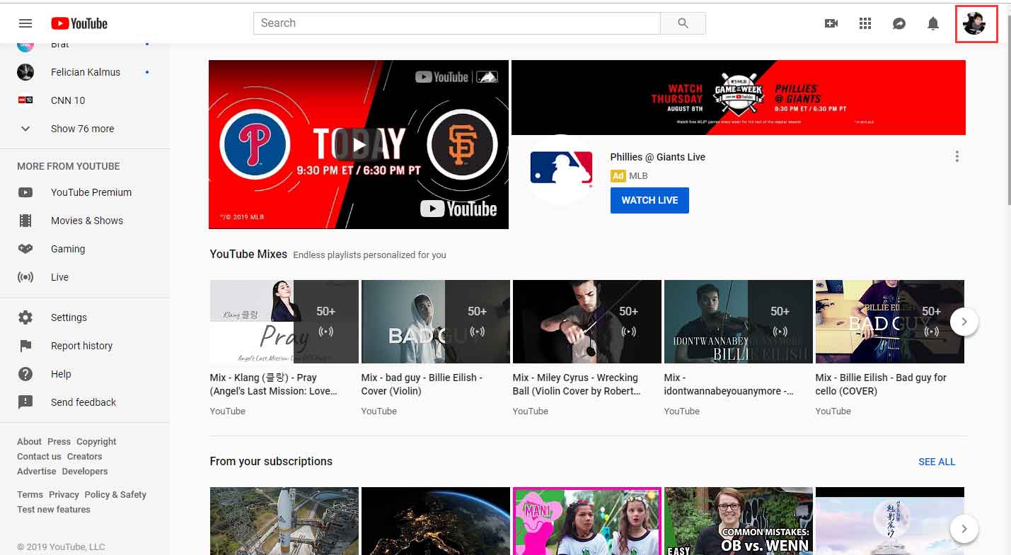 hide your YouTube account