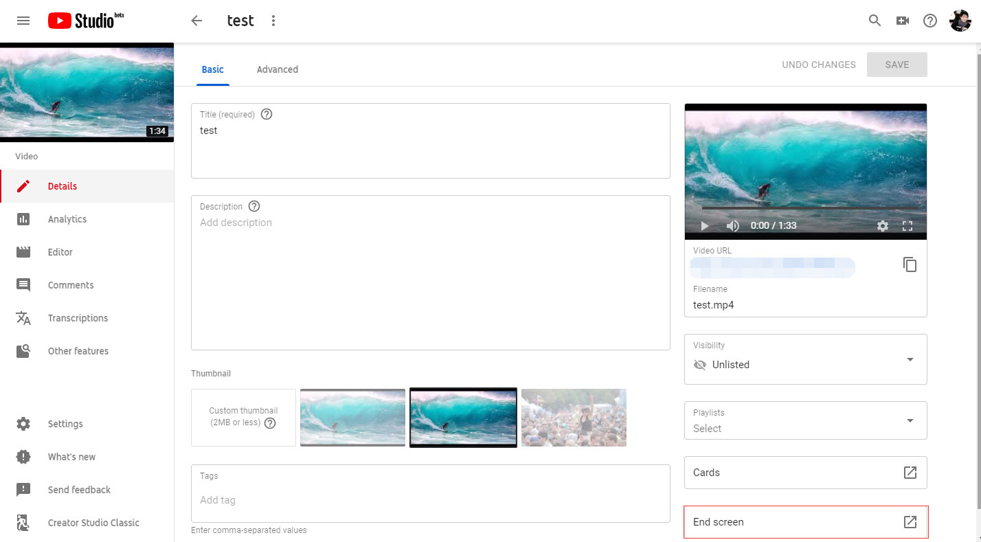 launch YouTube end screen maker