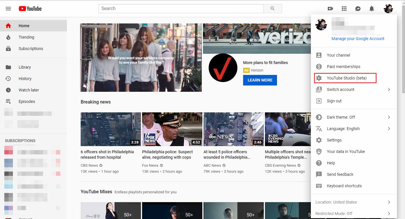YoutTube studio (beta)