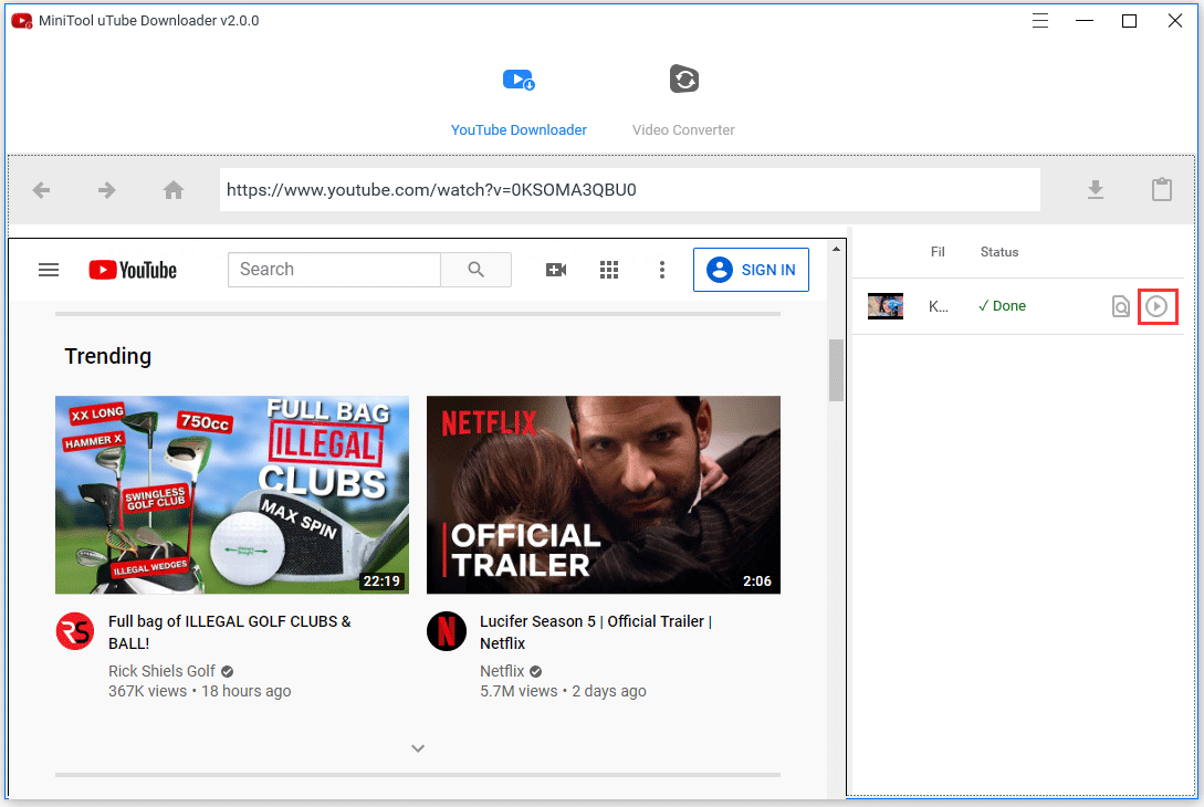 click the Play icon
