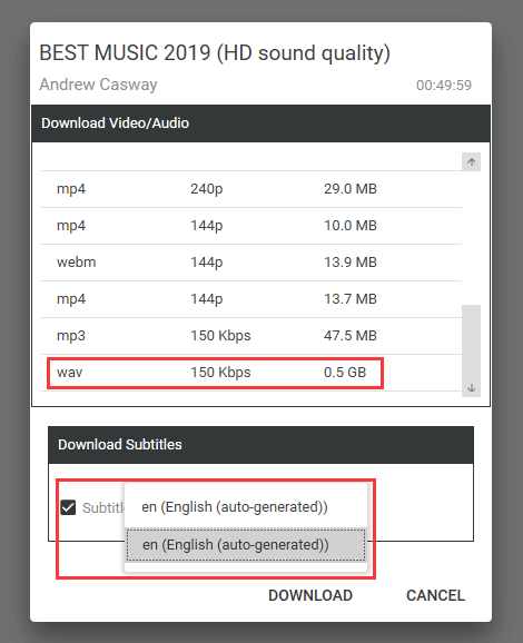 Videoformat auswählen und das Video herunterladen