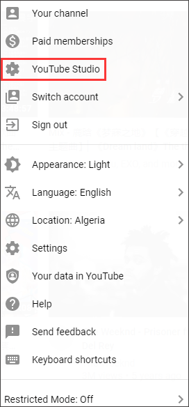 choose YouTube Studio