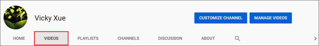 switch to the VIDEOS tab