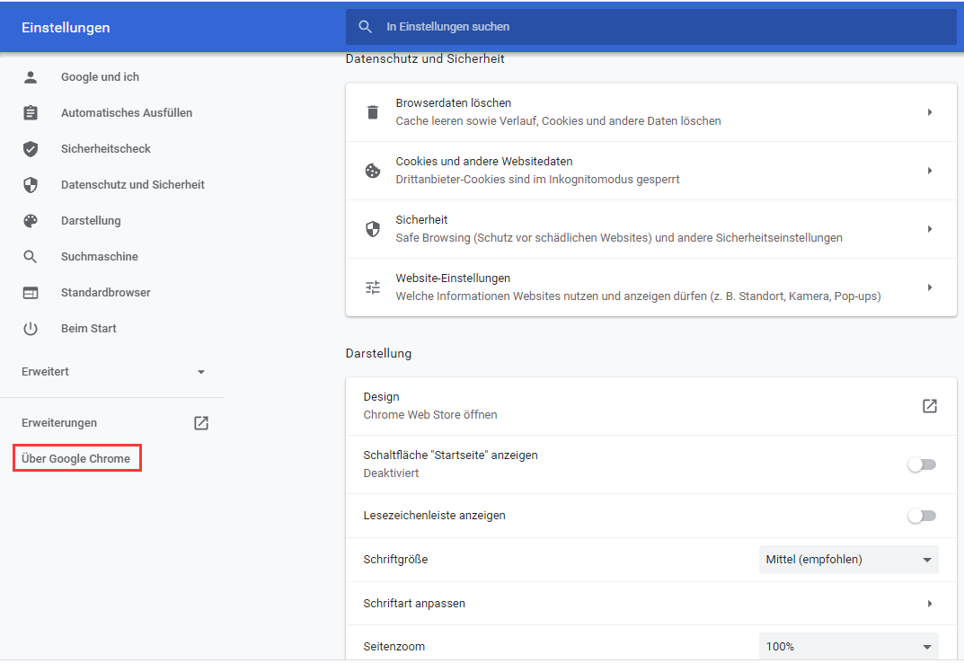 Über Google Chrome