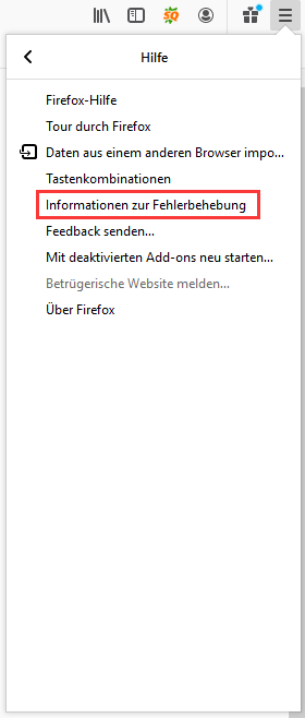 Wählen Sie Informationen zur Fehlerbehebung
