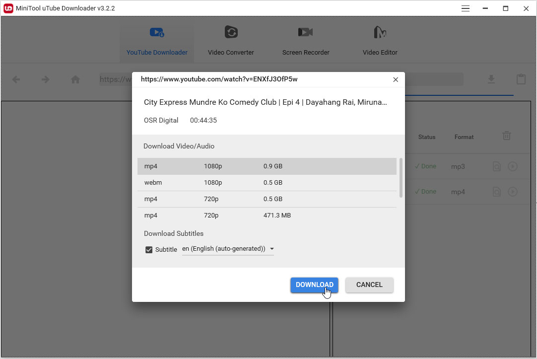 convertir youtube a MP4