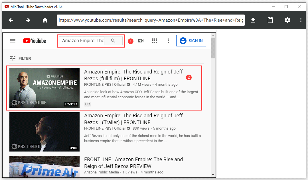 use este software para procurar o vídeo de destino do YouTube