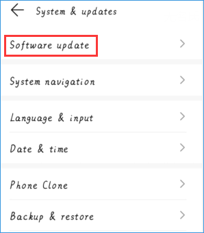 escolha Atualização de software